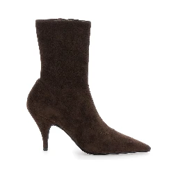 Brown Ankle Boots with Pointed Toe  in Leather Woman