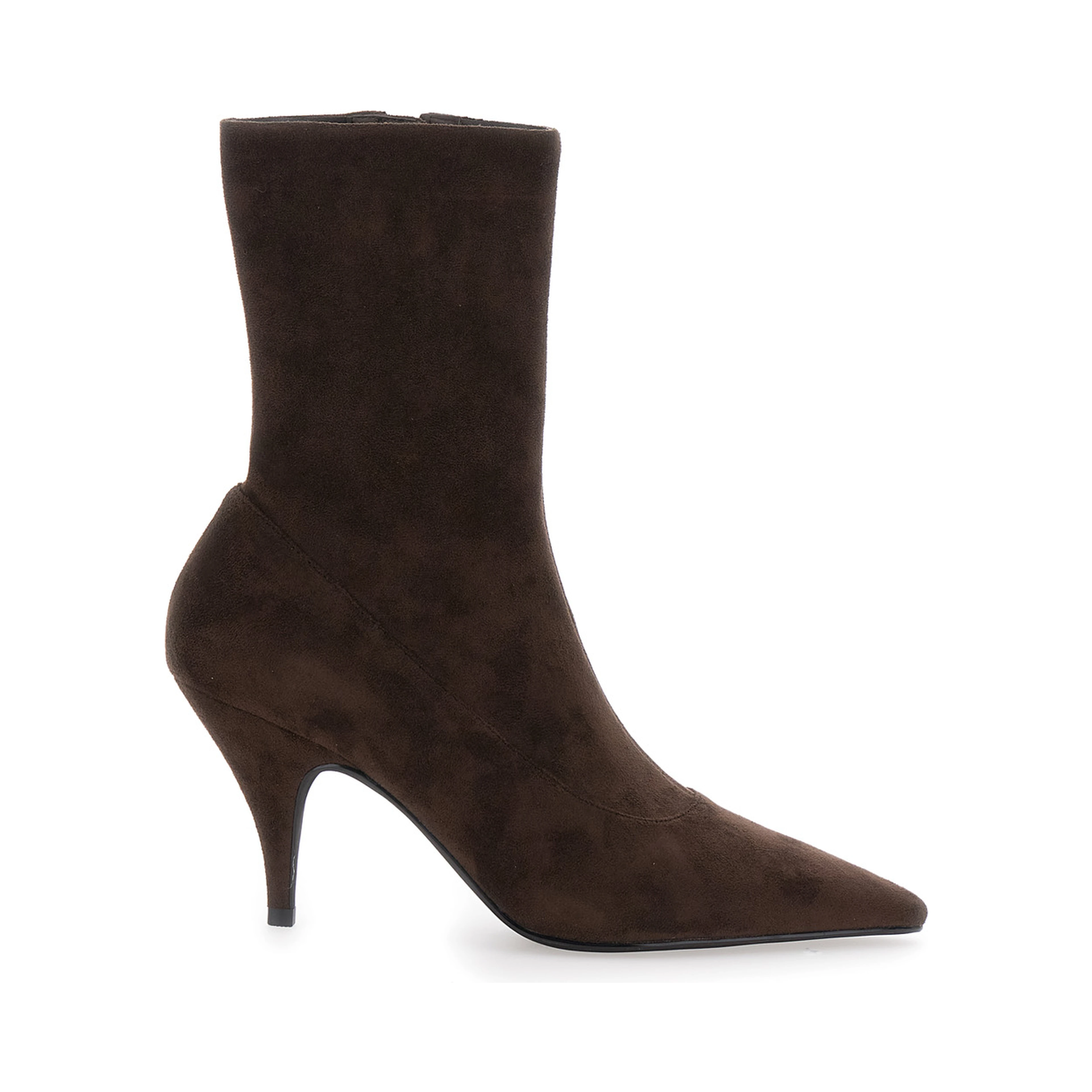 Brown Ankle Boots with Pointed Toe in Leather Woman