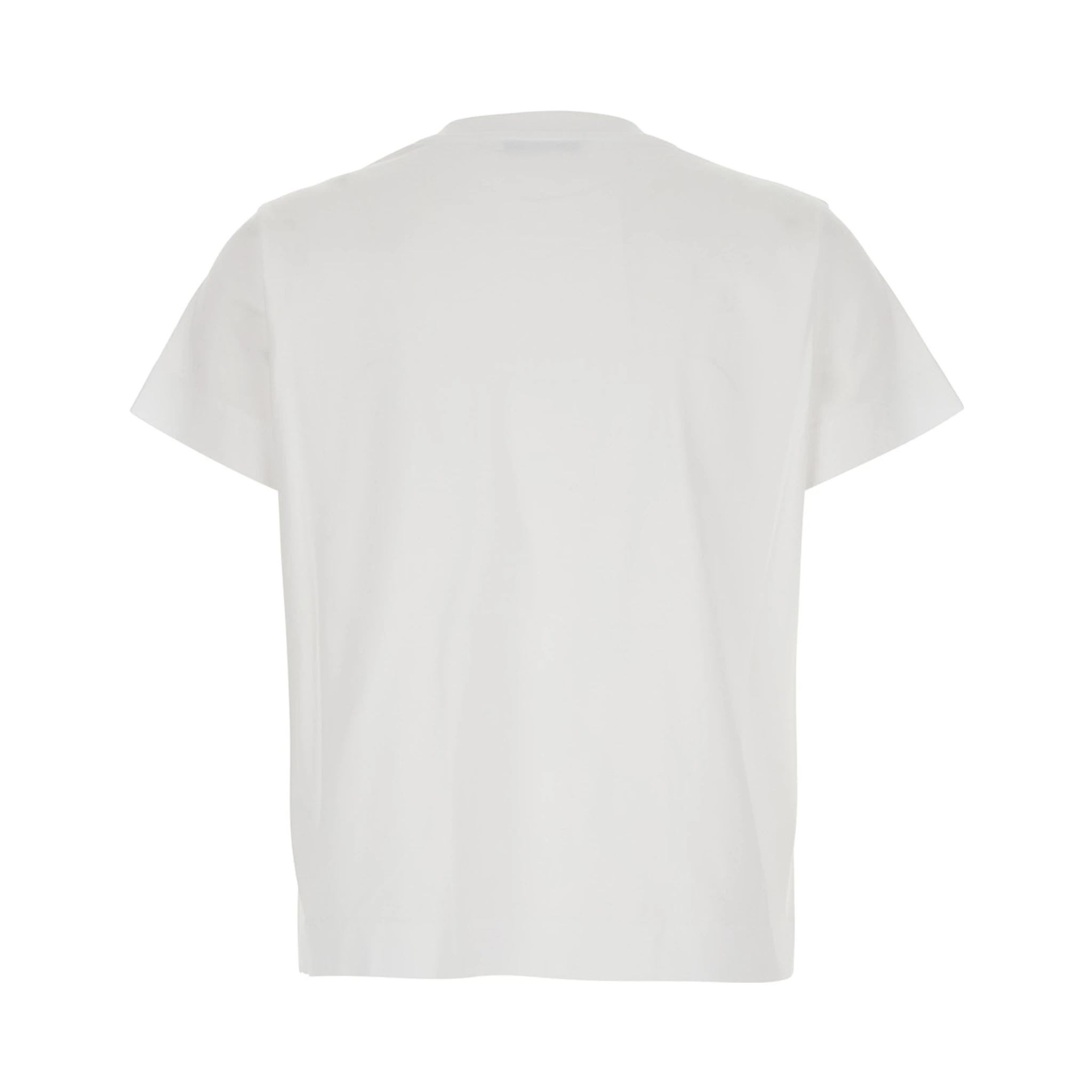White T-Shirt with Lettering Logo on the Front in Cotton Woman