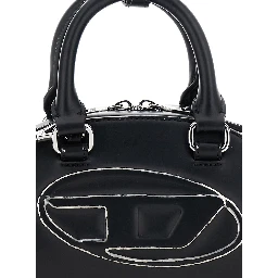 Dome Black Handbags with Oval D Logo on the Front in Eco Leather Woman