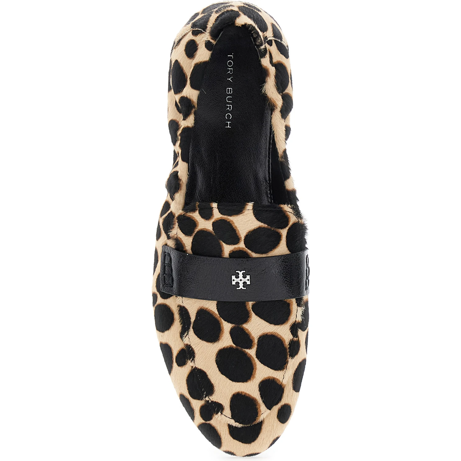 Beige Loafers with Front Logo and Animal Print in Leather Woman