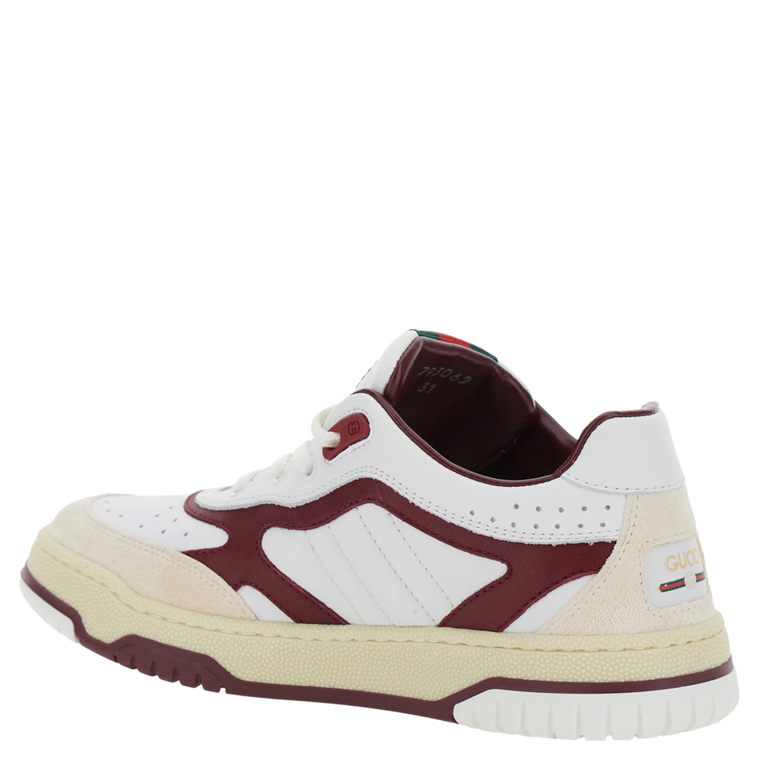 White Low Top Sneakers with Web Tongue in Leather Boy