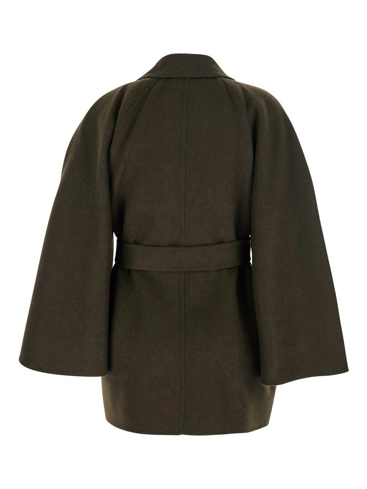 Verna Green Coat with Wide Notched Revers in Wool Woman alternative