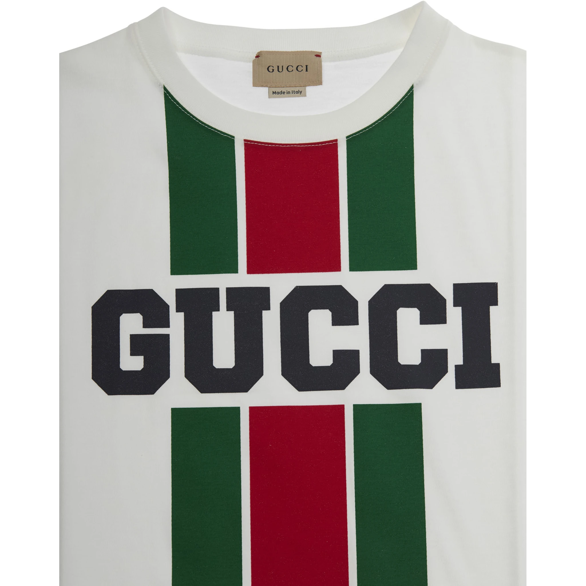 White T-Shirt with Logo Print and Web Detail in Cotton Boy