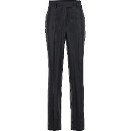Black Pants with Belt Loops in Wool Blend Woman