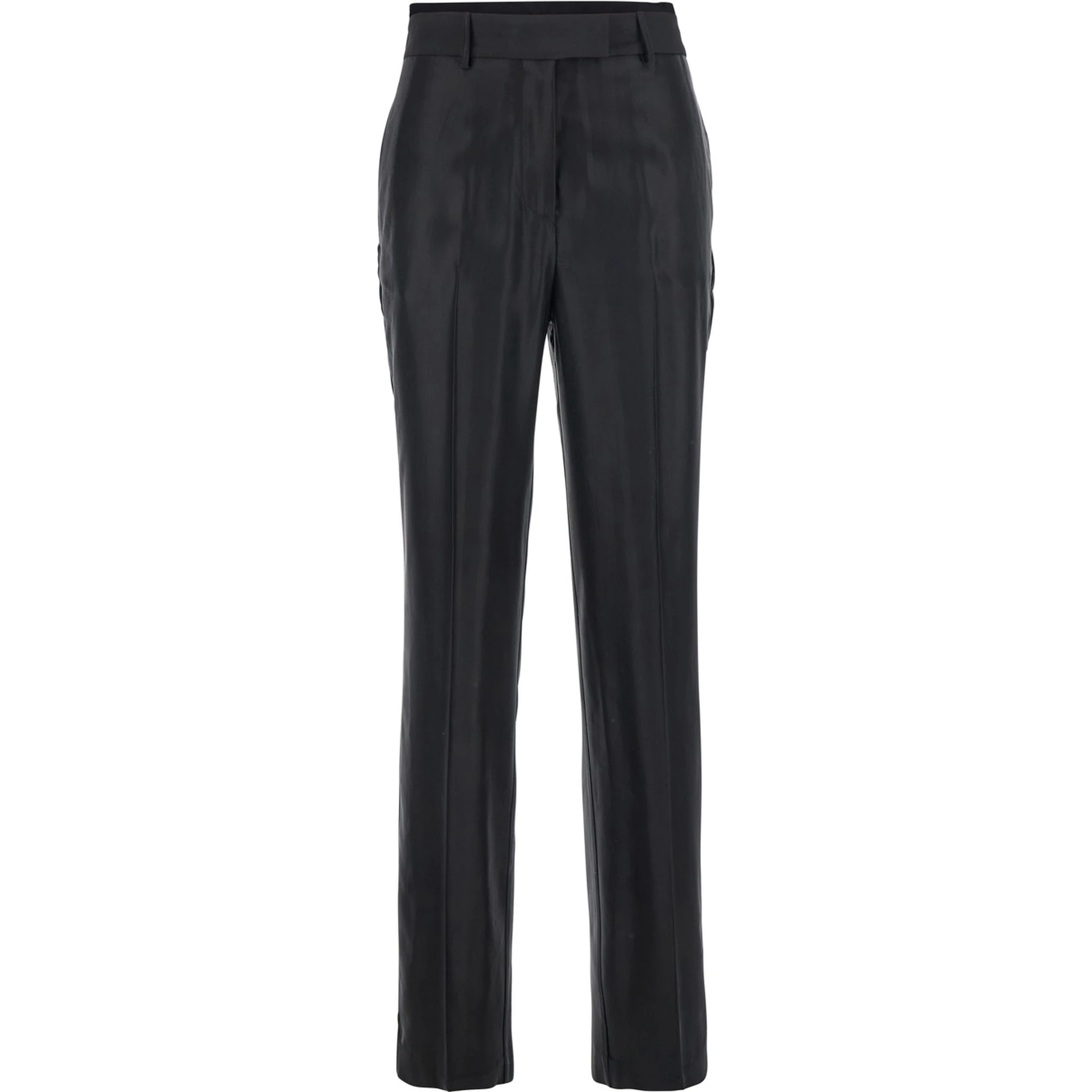 Black Pants with Belt Loops in Wool Blend Woman