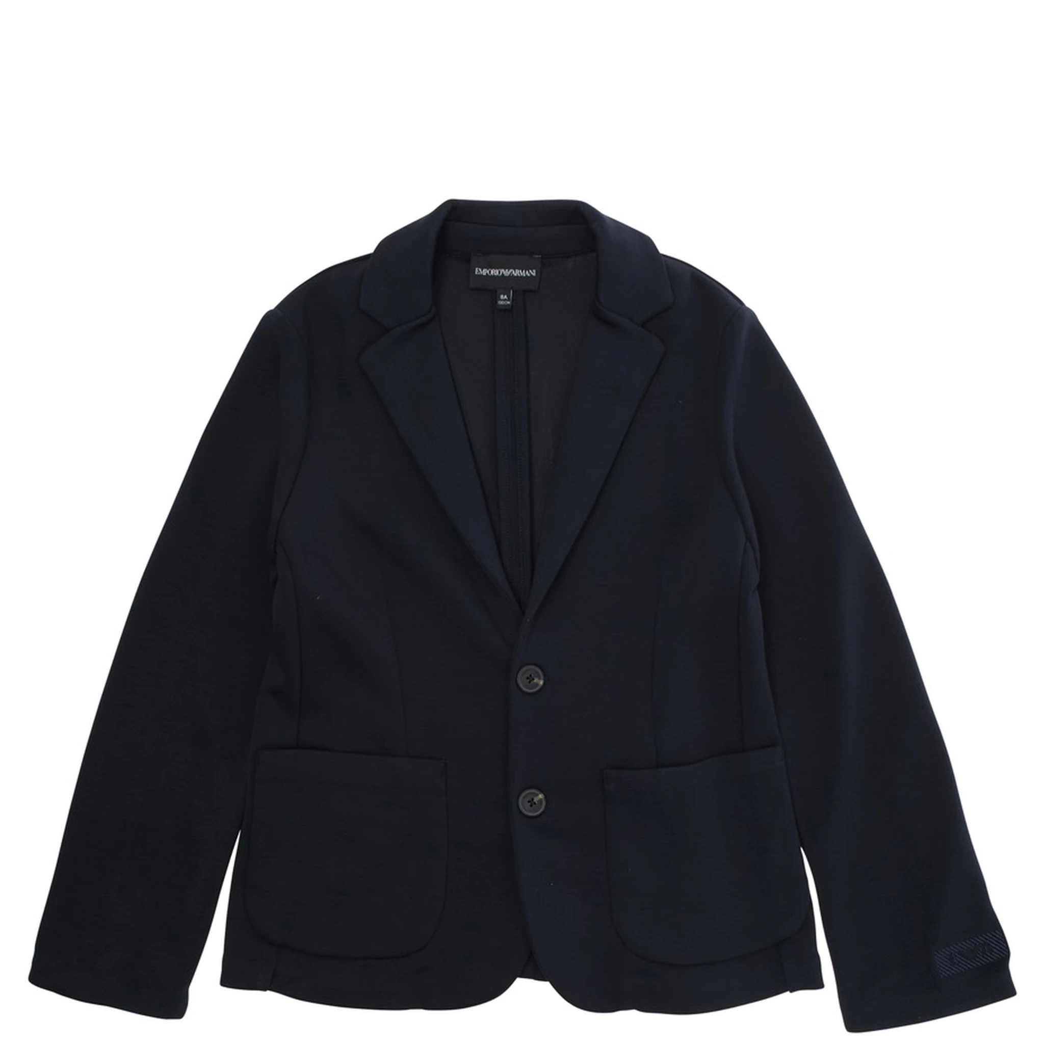Blue Single-Breasted Jacket with Notched Revers and Logo Patch on the Sleeve in Modal Stretch Boy