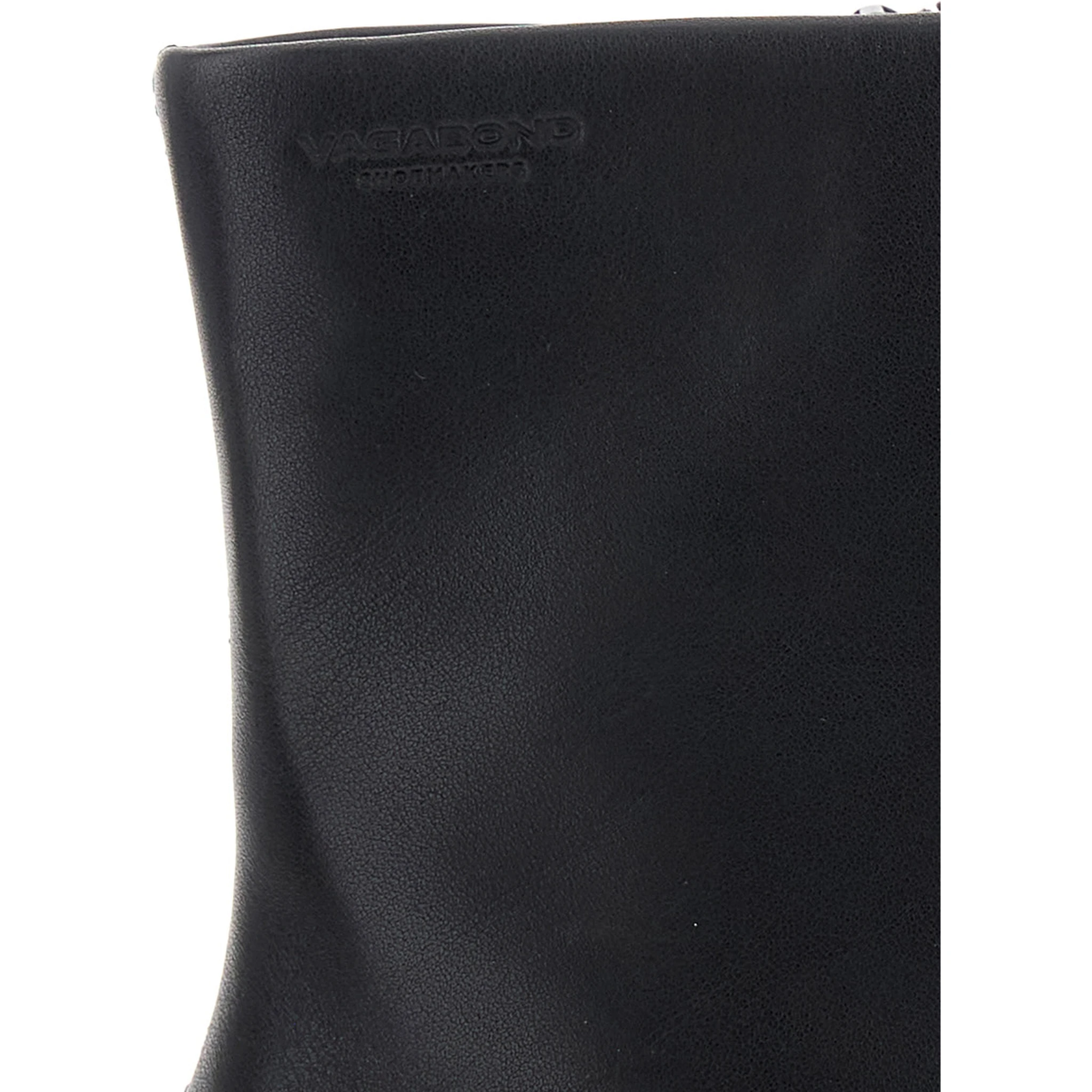 Black Ankle Boots with Low Block Heel and Side Zip Closure in Leather Woman