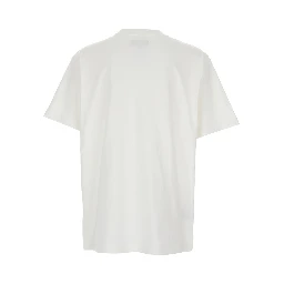 White Crewneck T-Shirt with Dropped Shoulders in Cotton Man