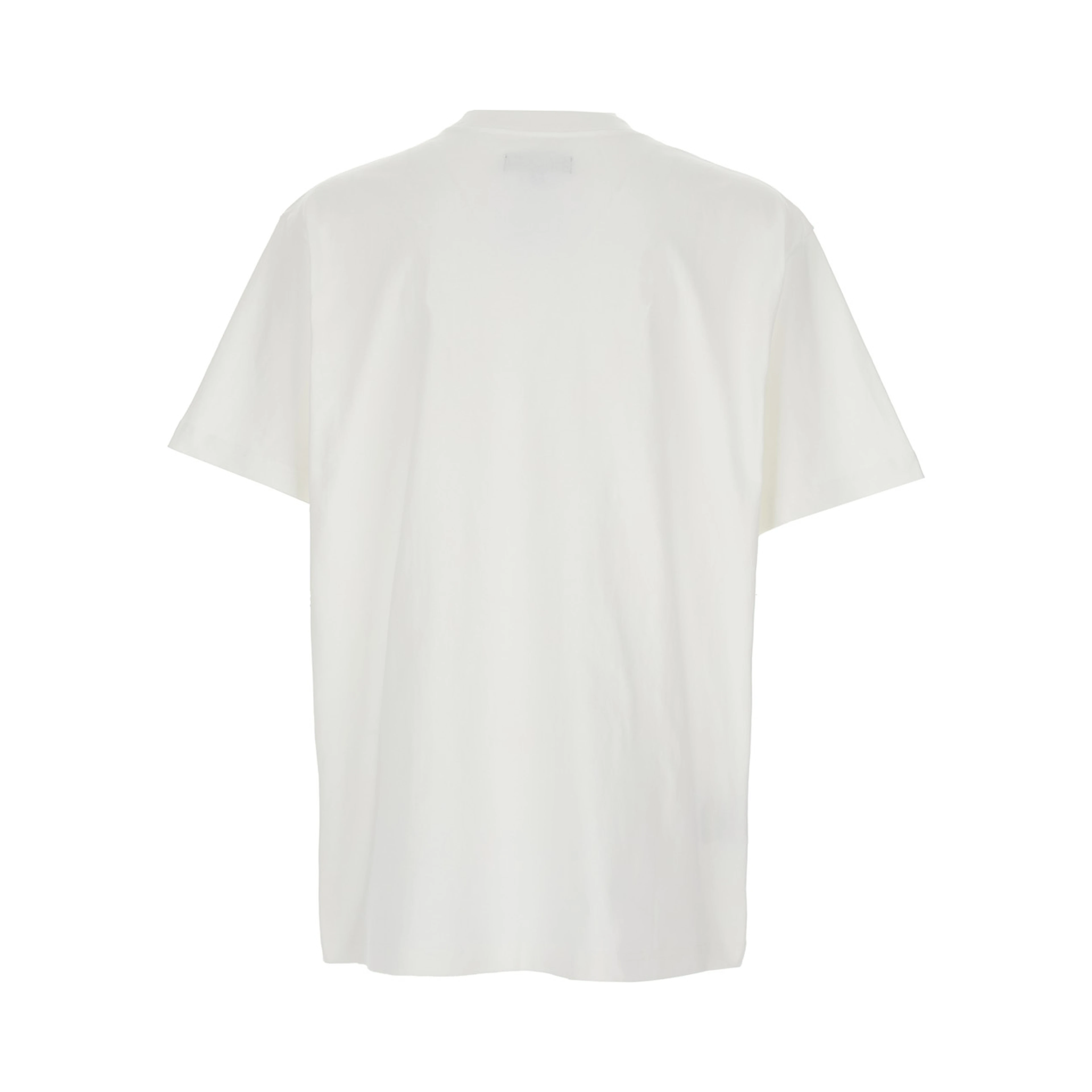 White Crewneck T-Shirt with Dropped Shoulders in Cotton Man