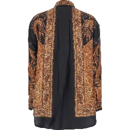 Multicolor Shirt with Pointed Collar and Paisley Motif in Silk Woman