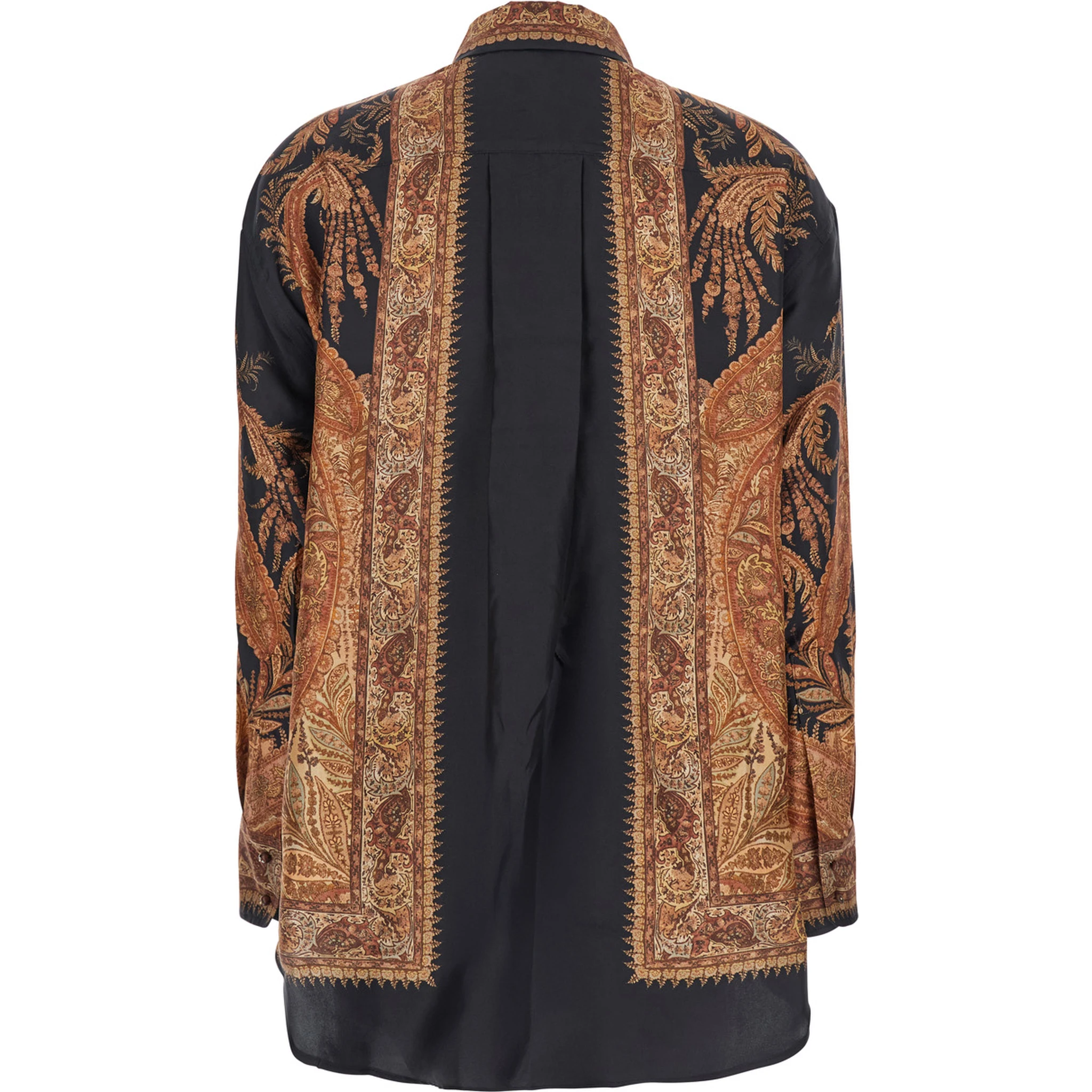 Multicolor Shirt with Pointed Collar and Paisley Motif in Silk Woman