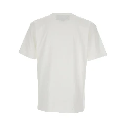 White Crewneck T-Shirt with Print on the Front in Cotton Man