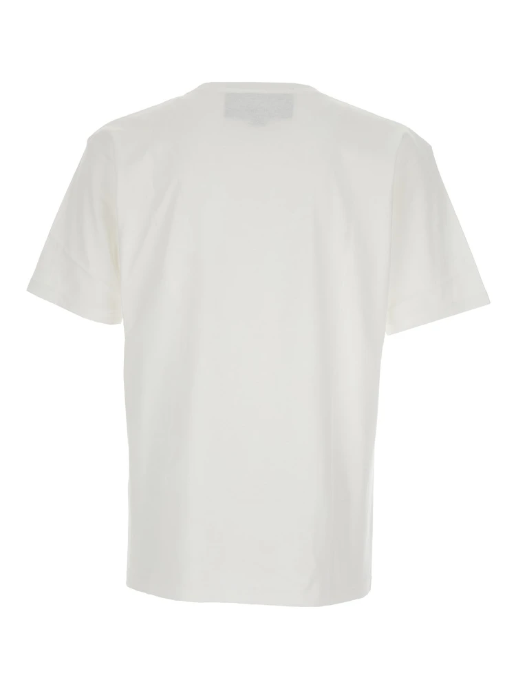 White Crewneck T-Shirt with Print on the Front in Cotton Man alternative