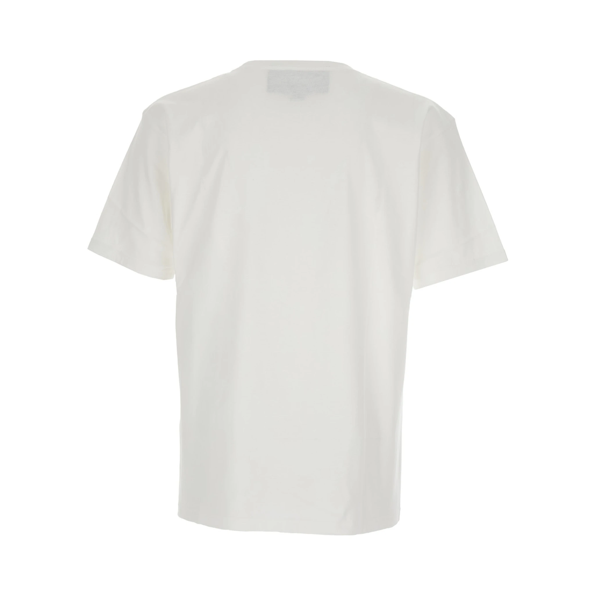 White Crewneck T-Shirt with Print on the Front in Cotton Man