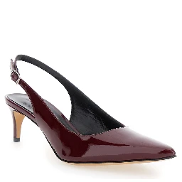 Luisa Bordeaux Slingback Pumps with Low Heel in Patent Leather Woman