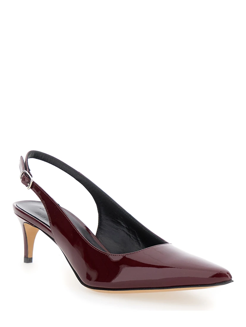 Luisa Bordeaux Slingback Pumps with Low Heel in Patent Leather Woman