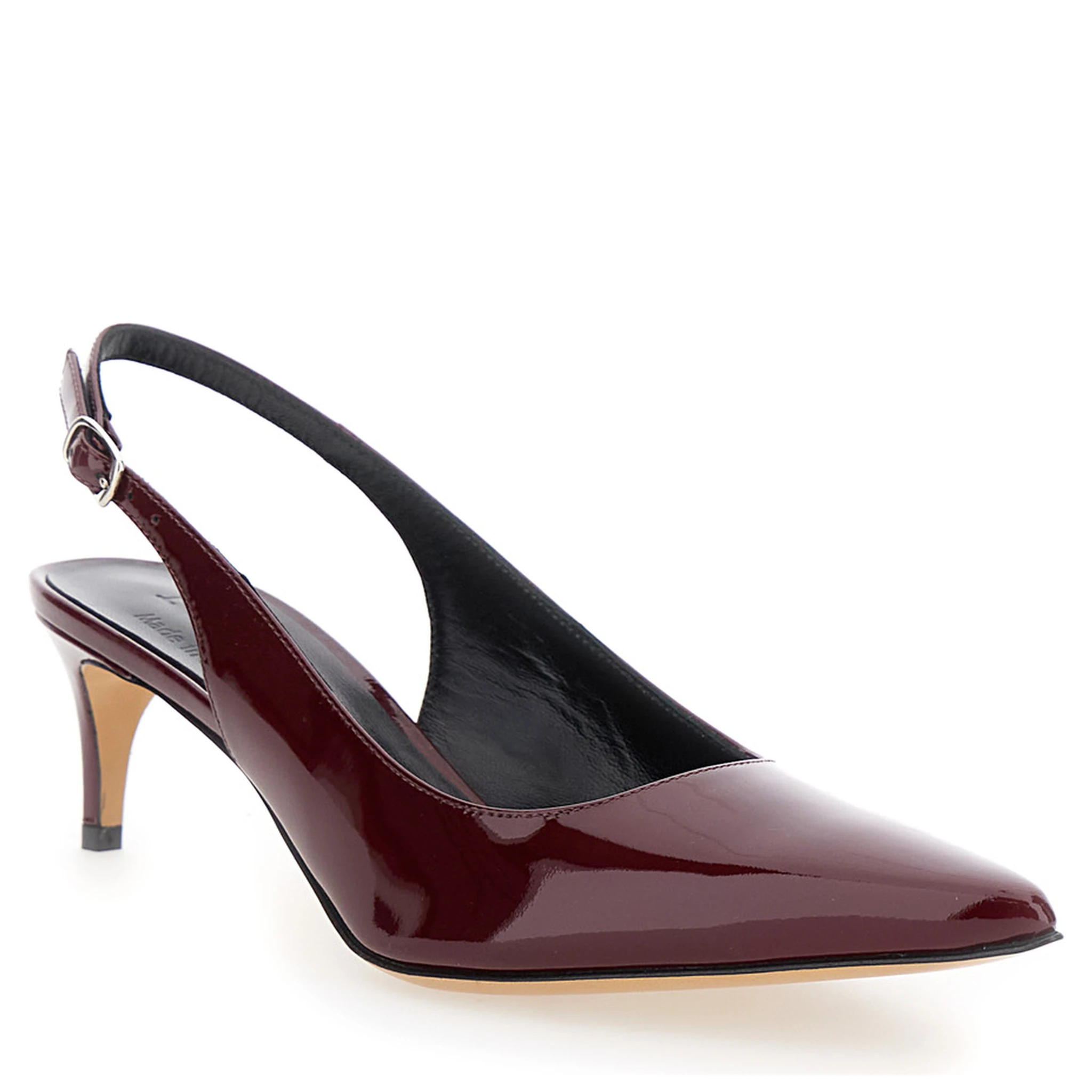 Luisa Bordeaux Slingback Pumps with Low Heel in Patent Leather Woman