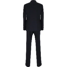 Black Single-Breasted Suit with Logo Pin in Cotton Man