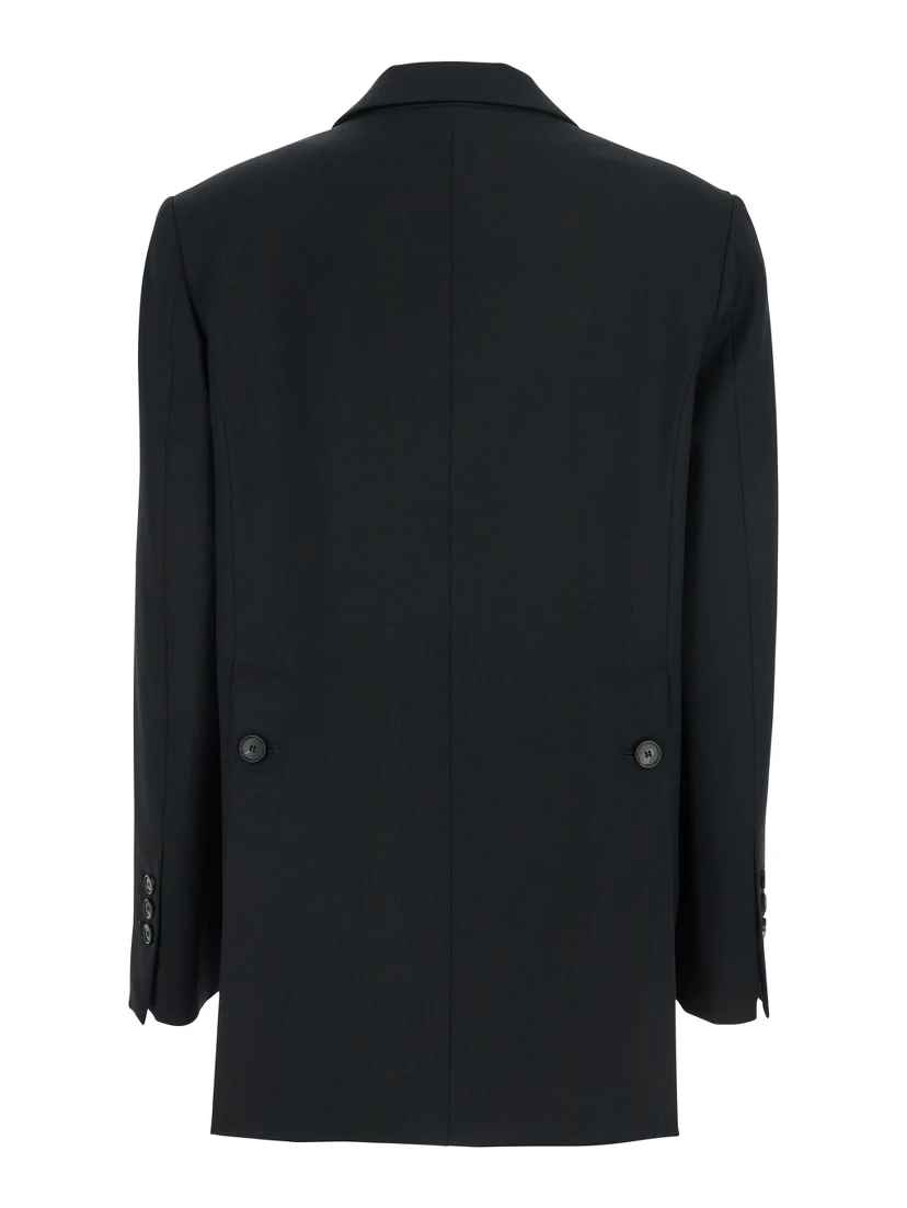 Diver Black Single-Breasted Jacket with Notched Revers in Wool Blend Woman