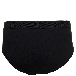 Black Briefs with Logged Waistband in Cotton Stretch Man