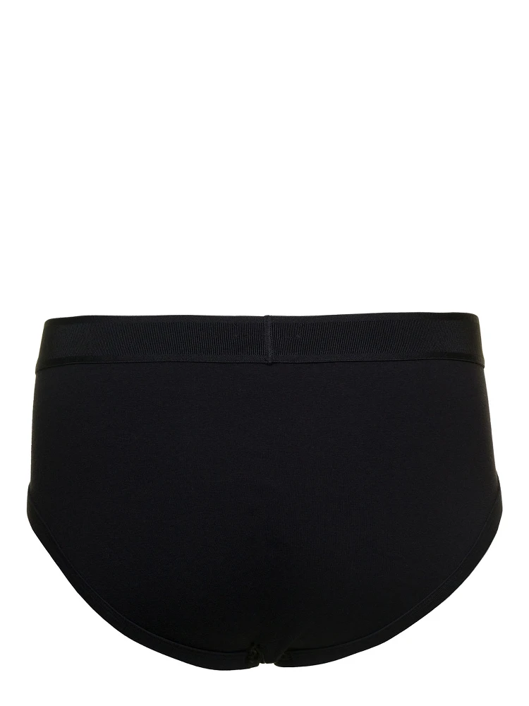Black Briefs with Logged Waistband in Cotton Stretch Man alternative