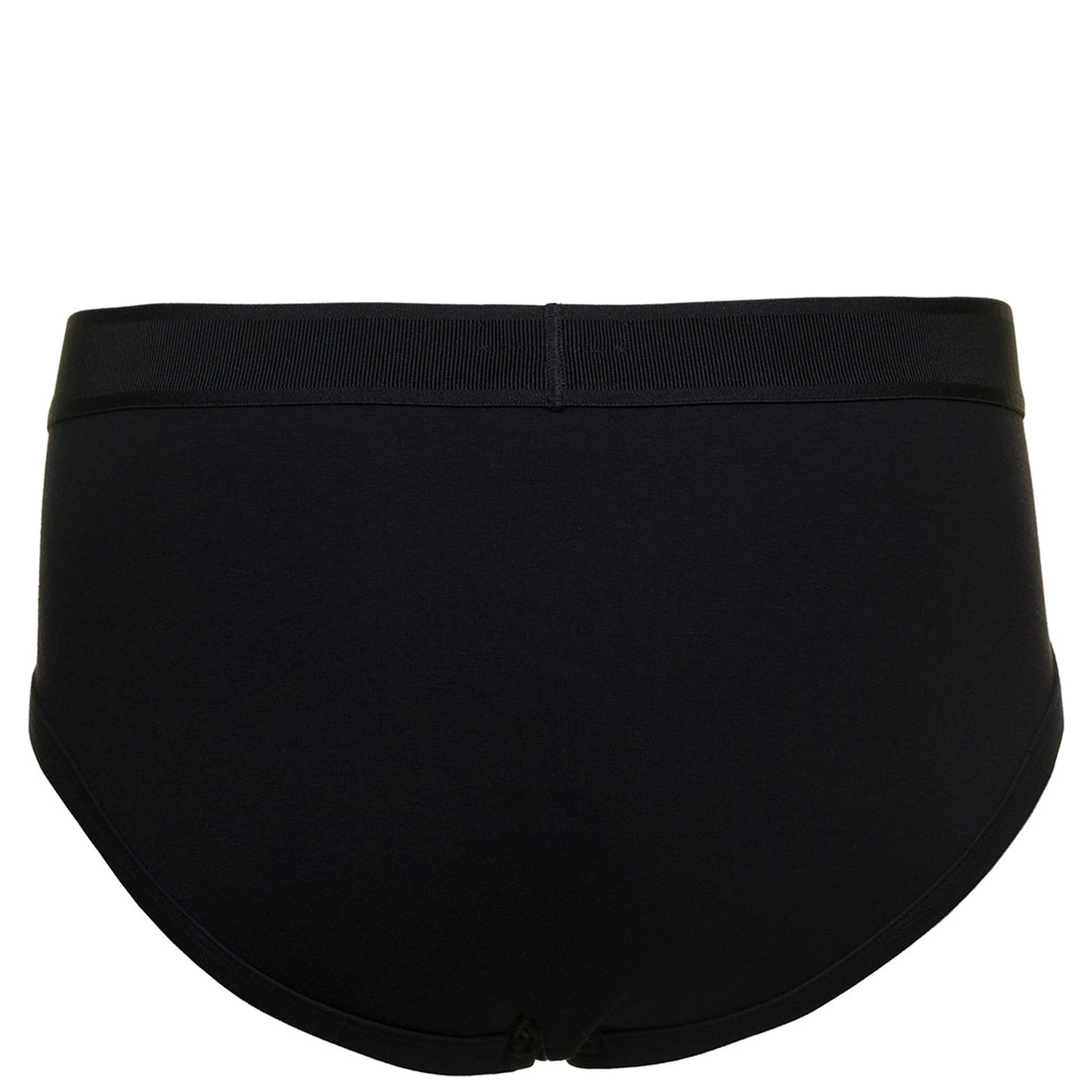 Black Briefs with Logged Waistband in Cotton Stretch Man