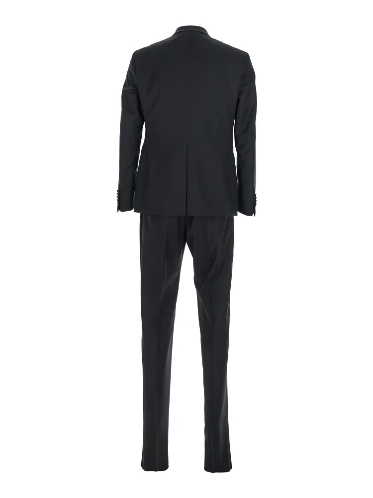 Black Single-Breasted Suit with Jacket and Vest in Wool Man alternative