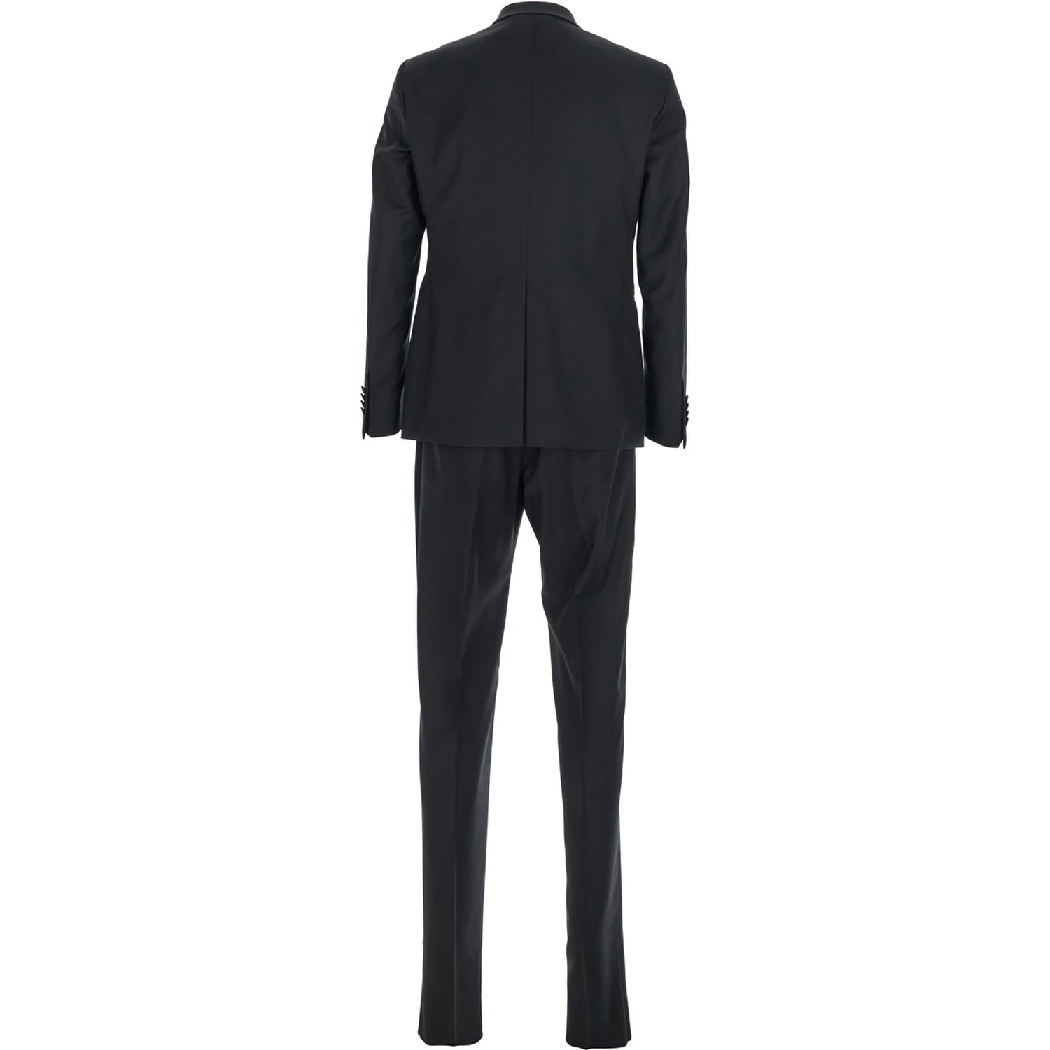 Black Single-Breasted Suit with Jacket and Vest in Wool Man