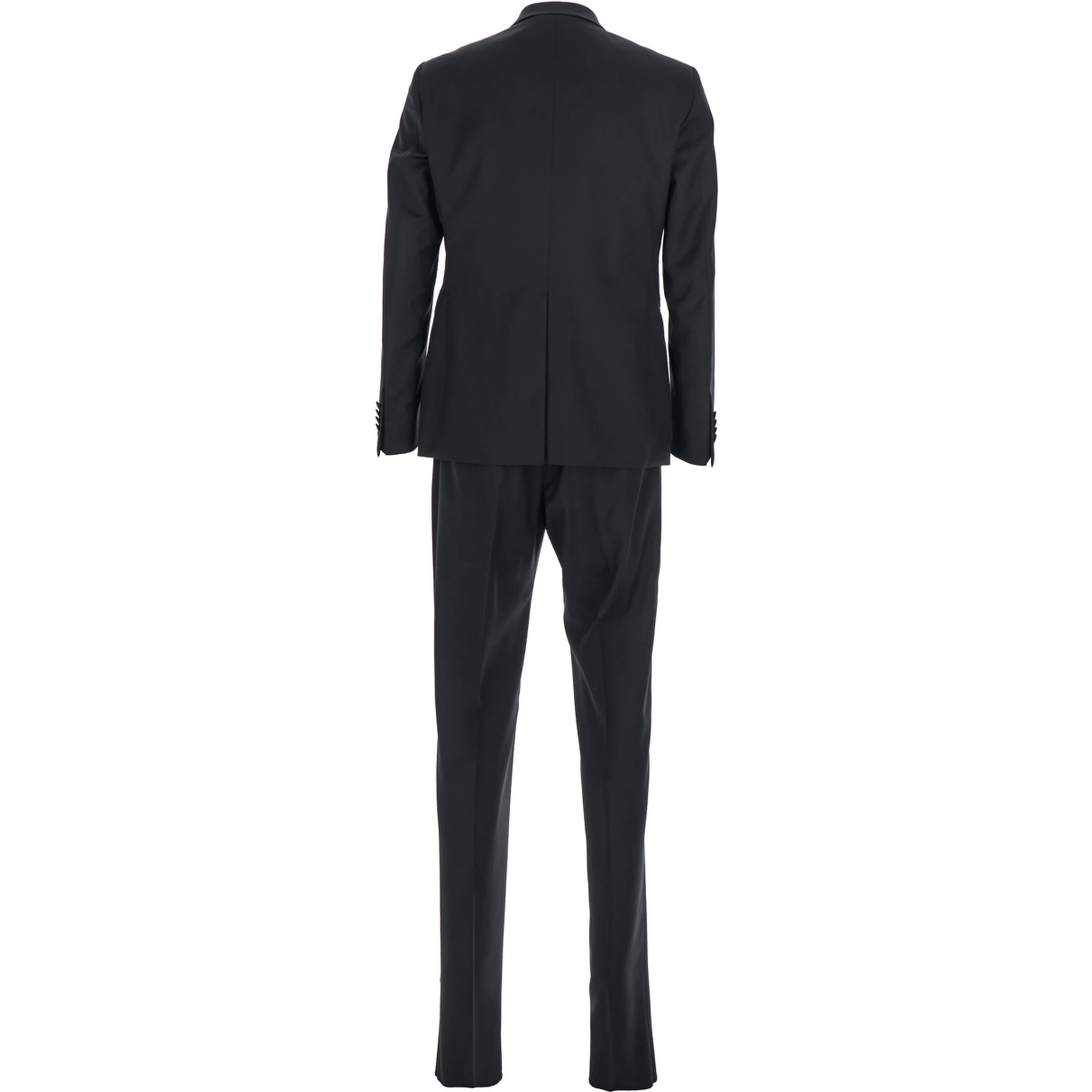 Black Single-Breasted Suit with Jacket and Vest in Wool Man