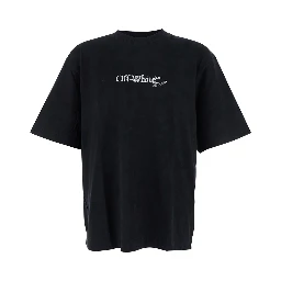 Scribble Arrow Black Crewneck T-Shirt with Logo Lettering on the Front and Maxi Arrows on the Rear in Cotton Man