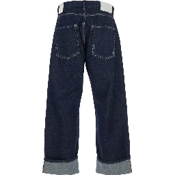 Ross Blue 5-Pocket Jeans with Logo Patch in Cotton Denim Man