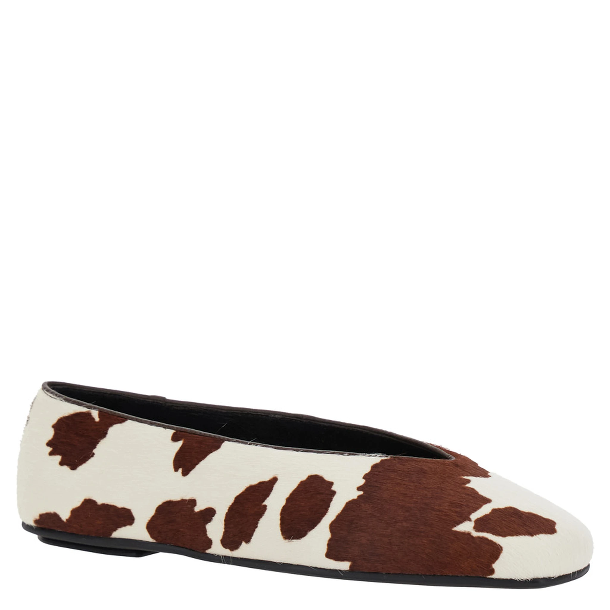 Brown Ballet Shoes with Animalier Print in Tech Fabric Woman