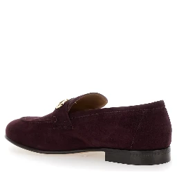 Bordeaux Loafers with Gancini Plaque on the Front and Low Heel in Suede Woman