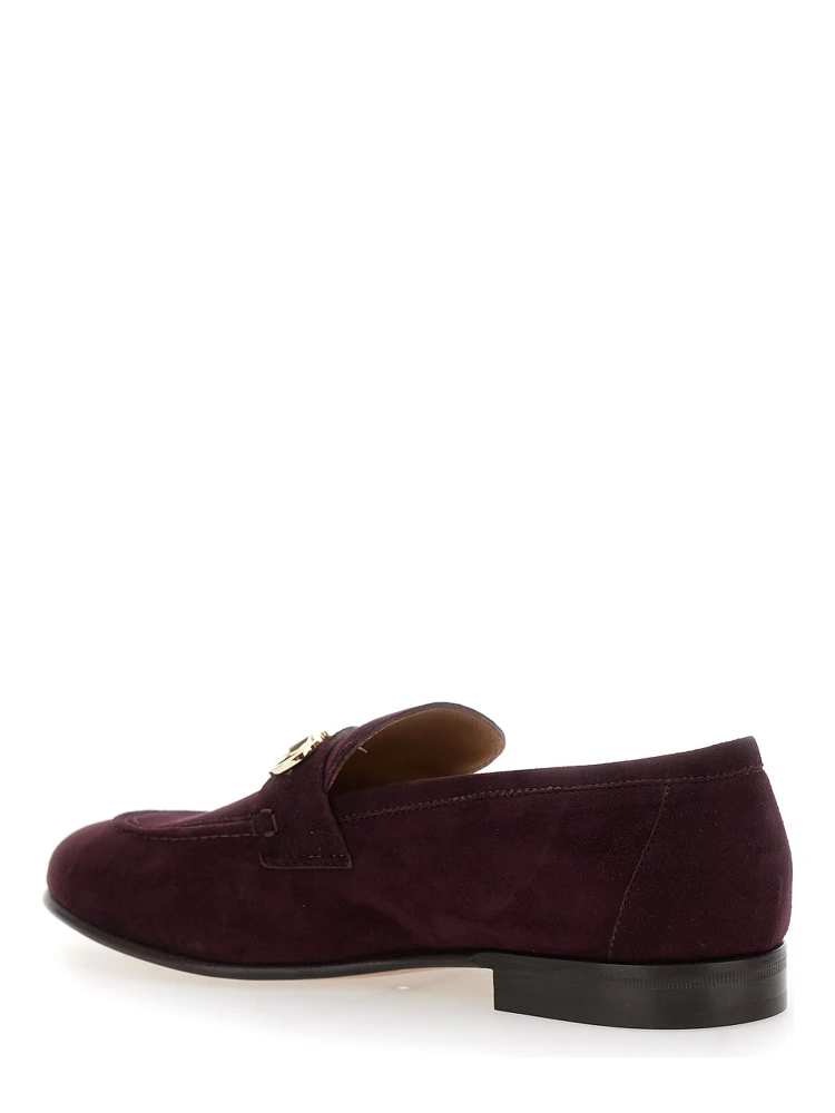 Bordeaux Loafers with Gancini Plaque on the Front and Low Heel in Suede Woman alternative