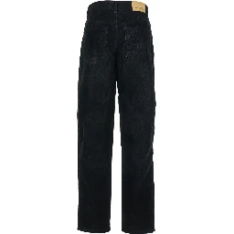 Kelvina Black Jeans with Logo Patch on the Rear and Tapered Leg in Denim Woman