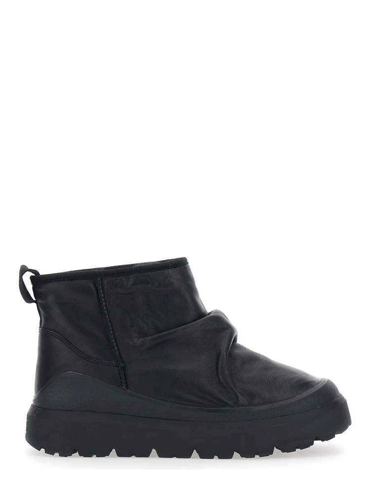 Heritage Utility Black Ankle Boots with Ruffle Detail in Leather Man