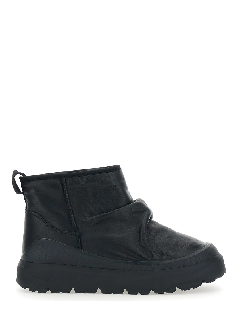 Heritage Utility Black Ankle Boots with Ruffle Detail in Leather Man