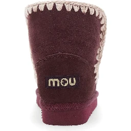 Eskimo Bordeaux Ankle Boots with Crochet Details and Logo Patch on the Rear in Suede Woman