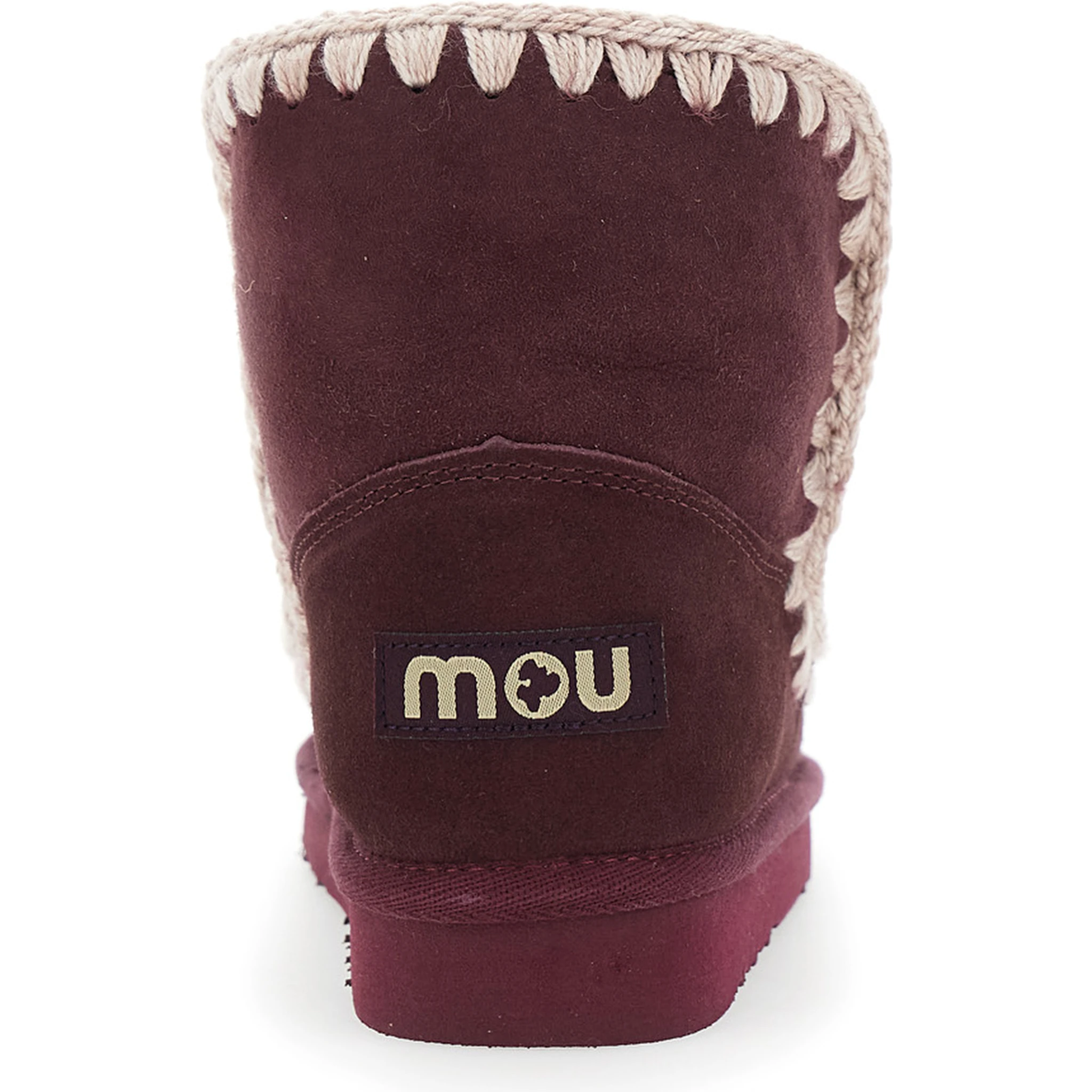 Eskimo Bordeaux Ankle Boots with Crochet Details and Logo Patch on the Rear in Suede Woman