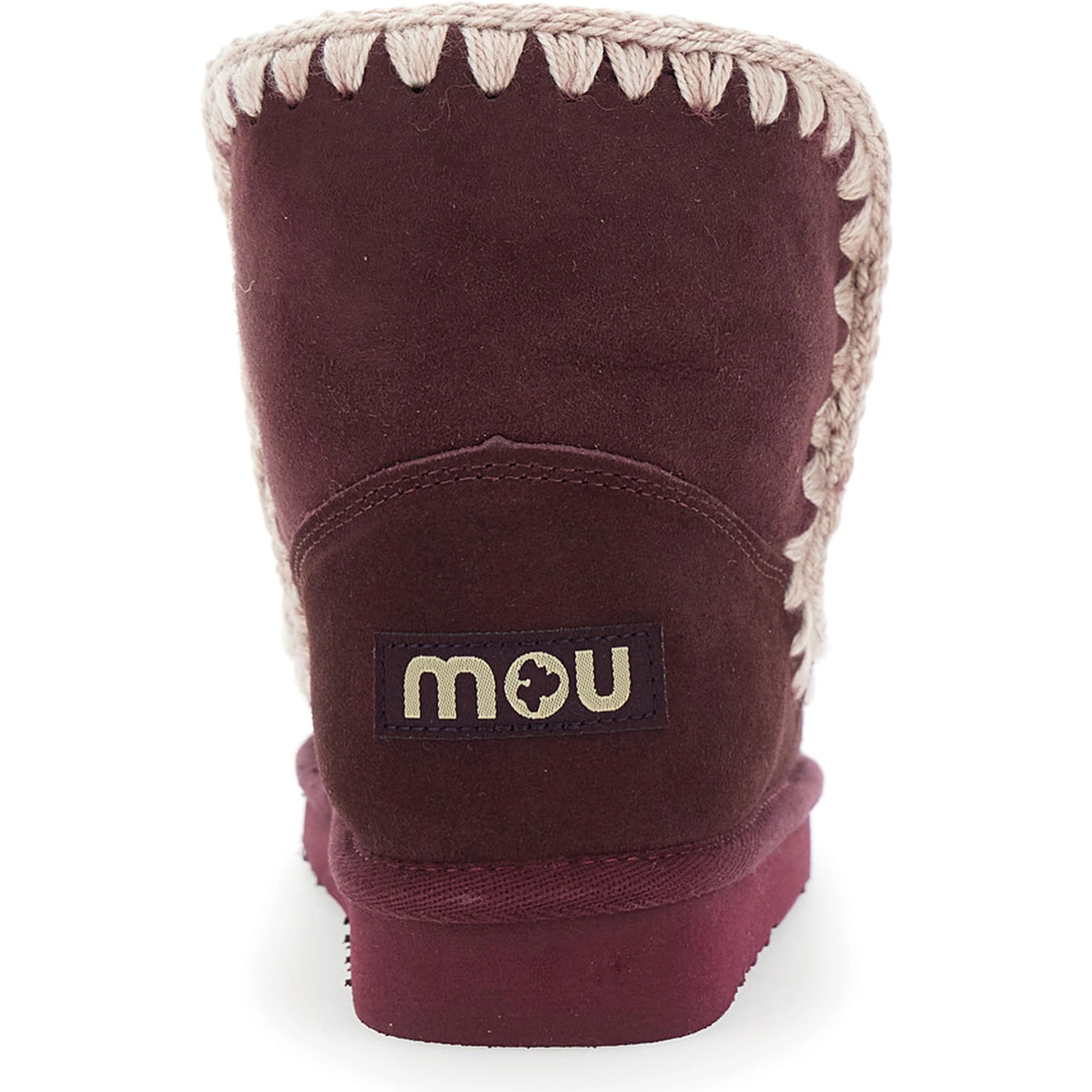 Eskimo Bordeaux Ankle Boots with Crochet Details and Logo Patch on the Rear in Suede Woman