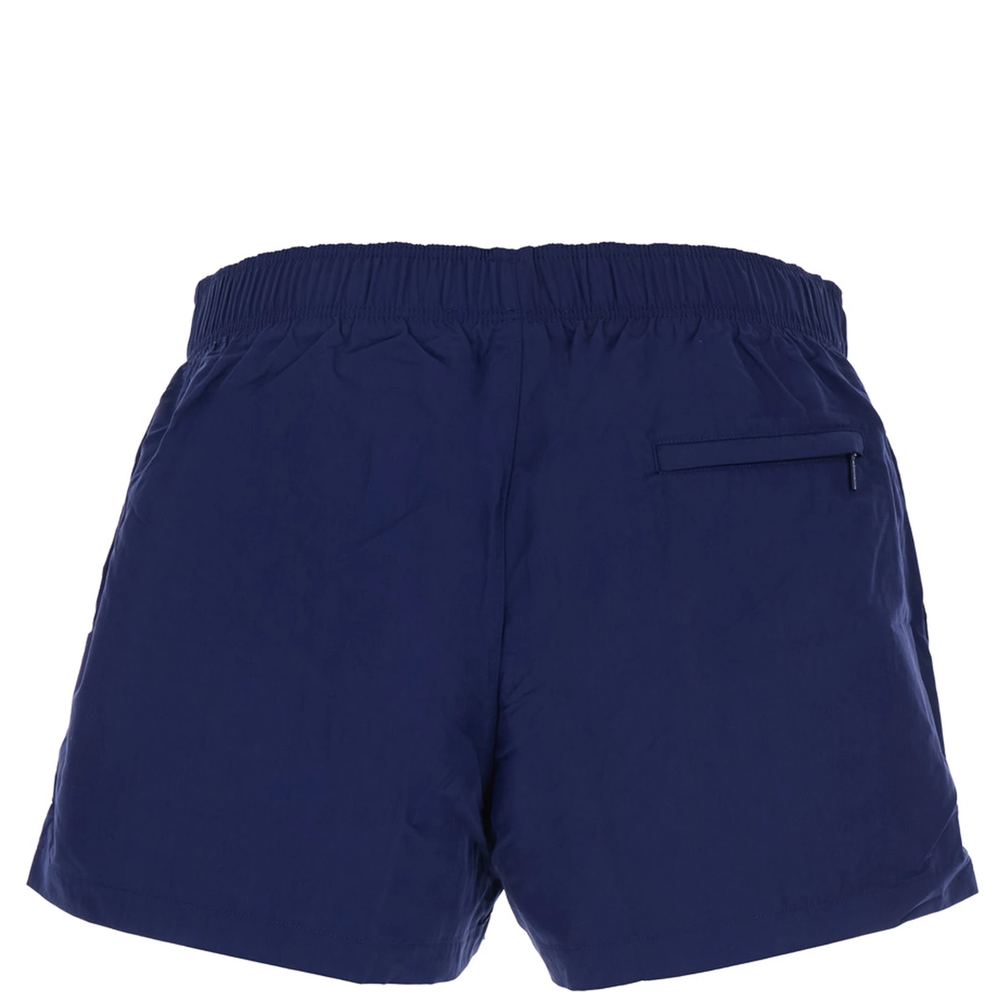 Blue Swim Shorts with Elastic Waist and Medusa Plaque on the Front in Tech Fabric Man