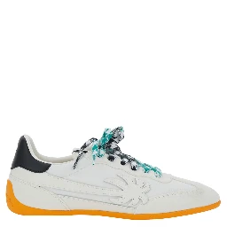 Pa 5 White Low Top Sneakers with Logo Patch on the Tongue and Contrasting Heel with Logo in Leather Man