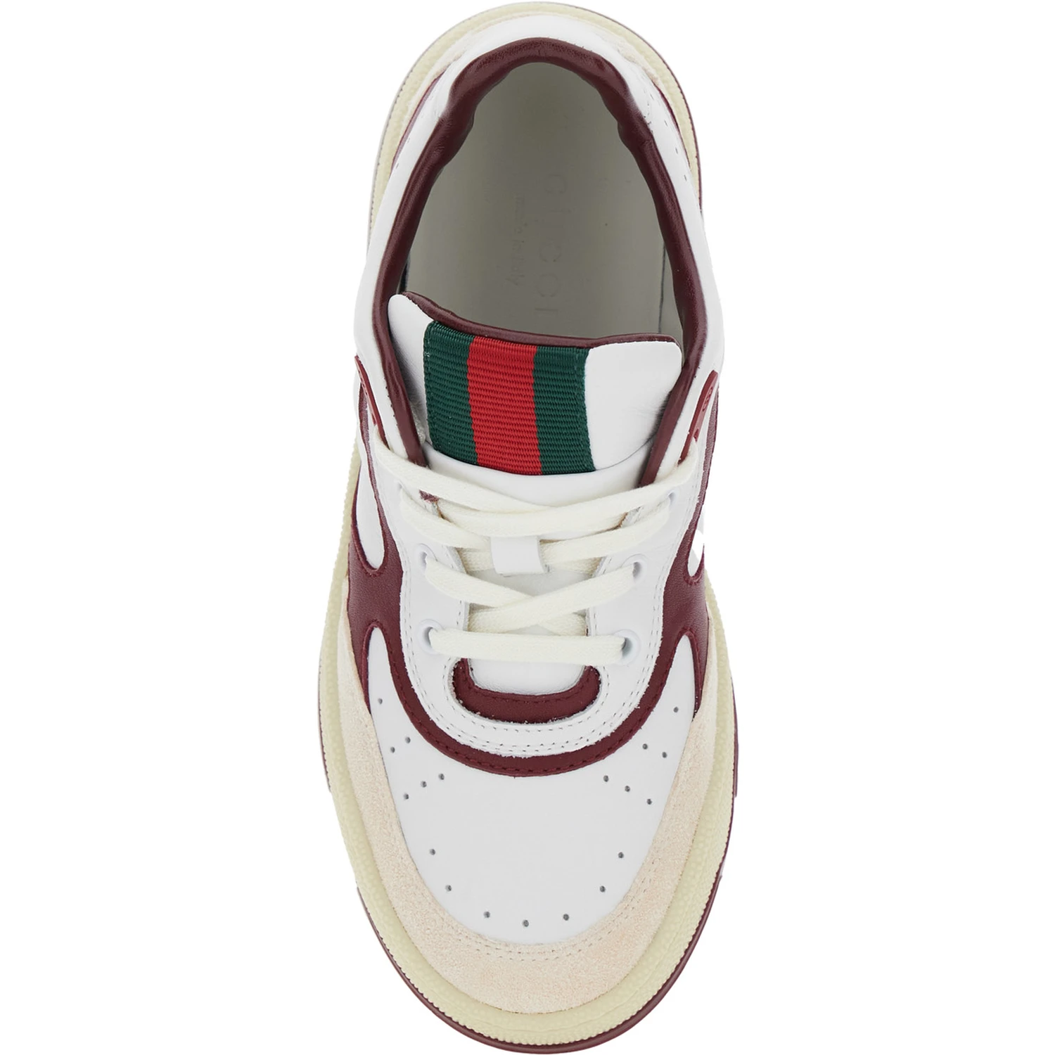 White Low Top Sneakers with Web Tongue in Leather Boy