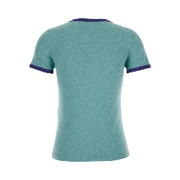 Green Crewneck T-Shirt with Logo Lettering Print on the Front in Cotton Woman