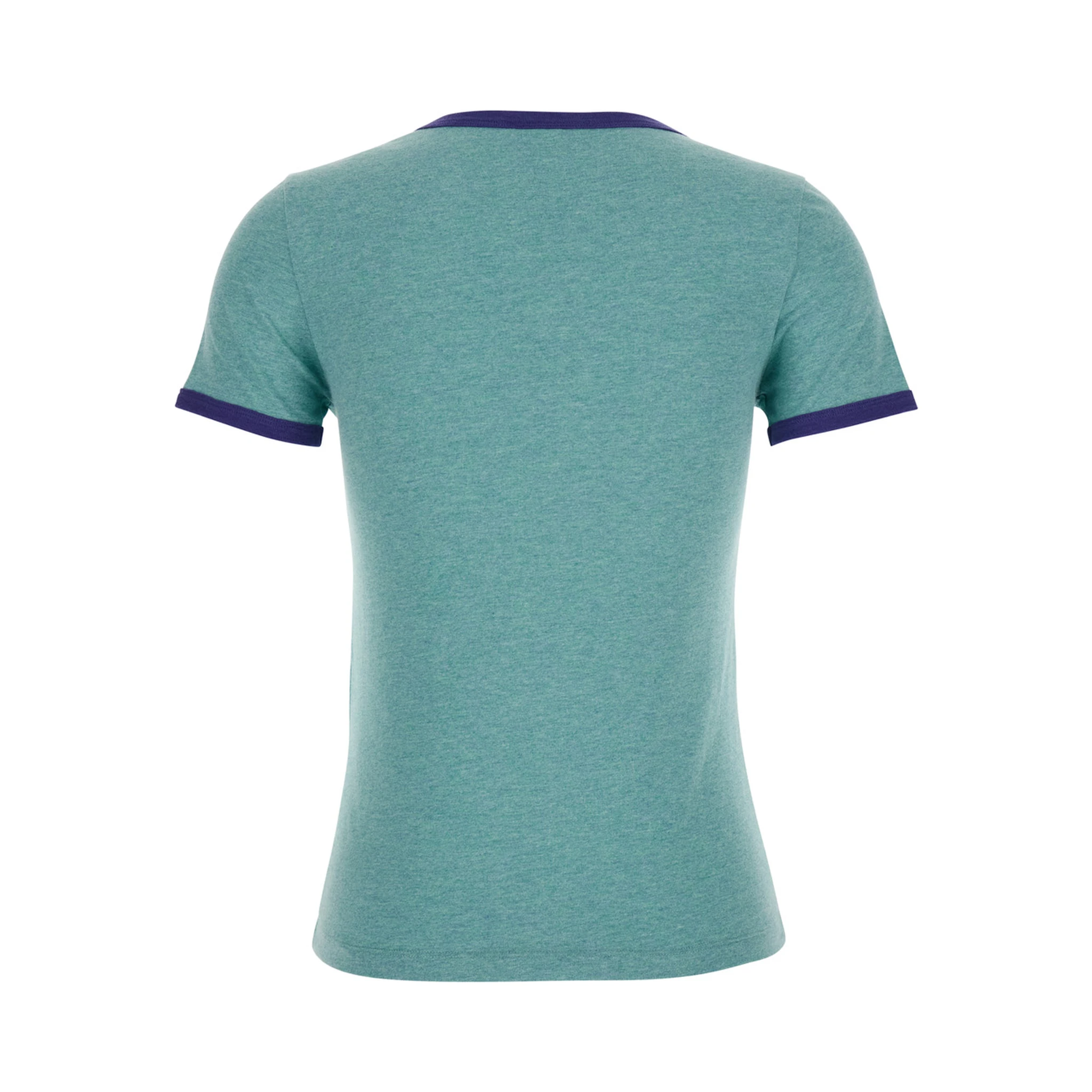 Green Crewneck T-Shirt with Logo Lettering Print on the Front in Cotton Woman