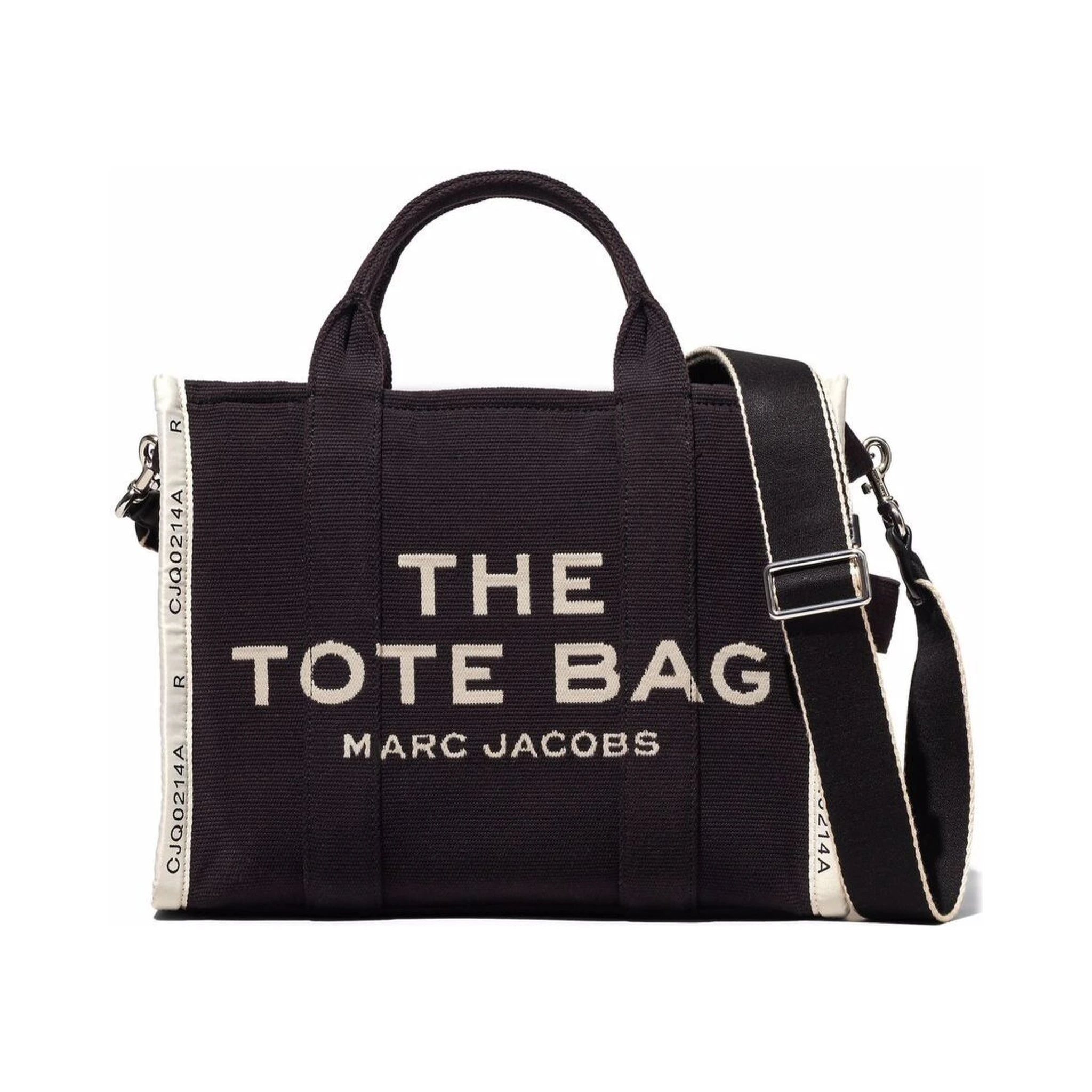 The Medium Tote Black Tote Bag with Contrasting Logo Embroidery in Cotton Blend Woman