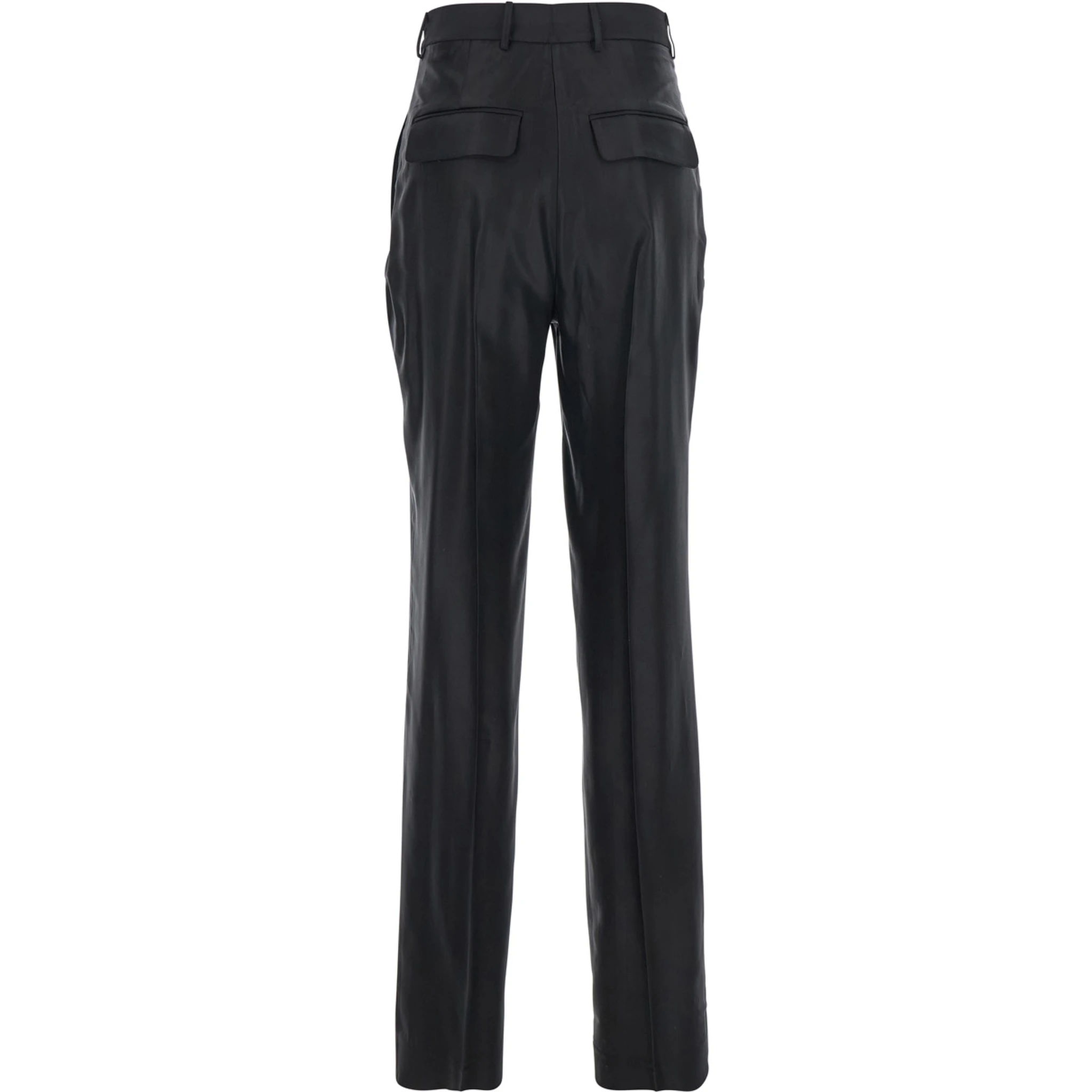 Black Pants with Belt Loops in Wool Blend Woman