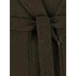 Verna Green Coat with Wide Notched Revers in Wool Woman