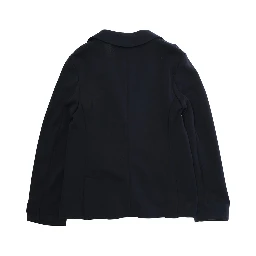 Blue Single-Breasted Jacket with Notched Revers and Logo Patch on the Sleeve in Modal Stretch Boy